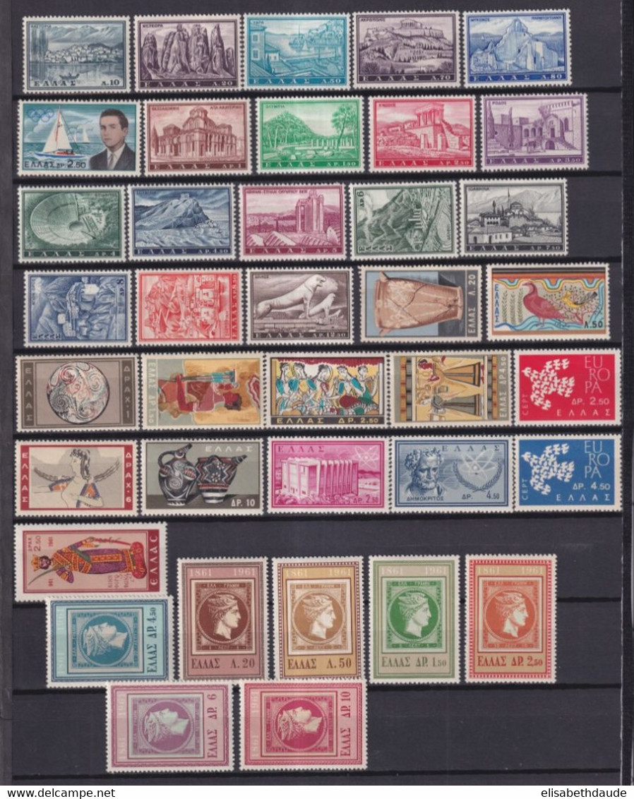 GRECE - ANNEE COMPLETE 1961 - YVERT N°725/762 * MLH  - COTE = 95 EUR - Années Complètes