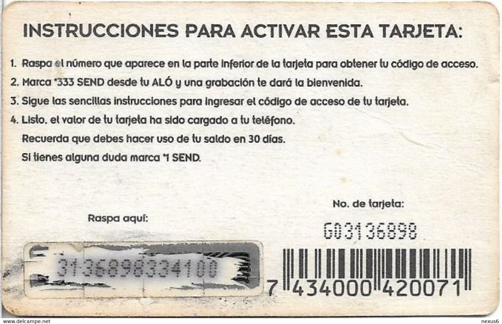 Nicaragua - Alo - Facil Y Rapido, GSM Refill 100C$, Used - Nicaragua