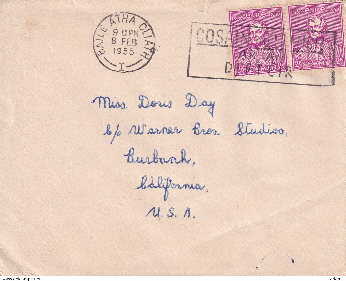 IRELAND 1955 COVER TO USA. - Brieven En Documenten