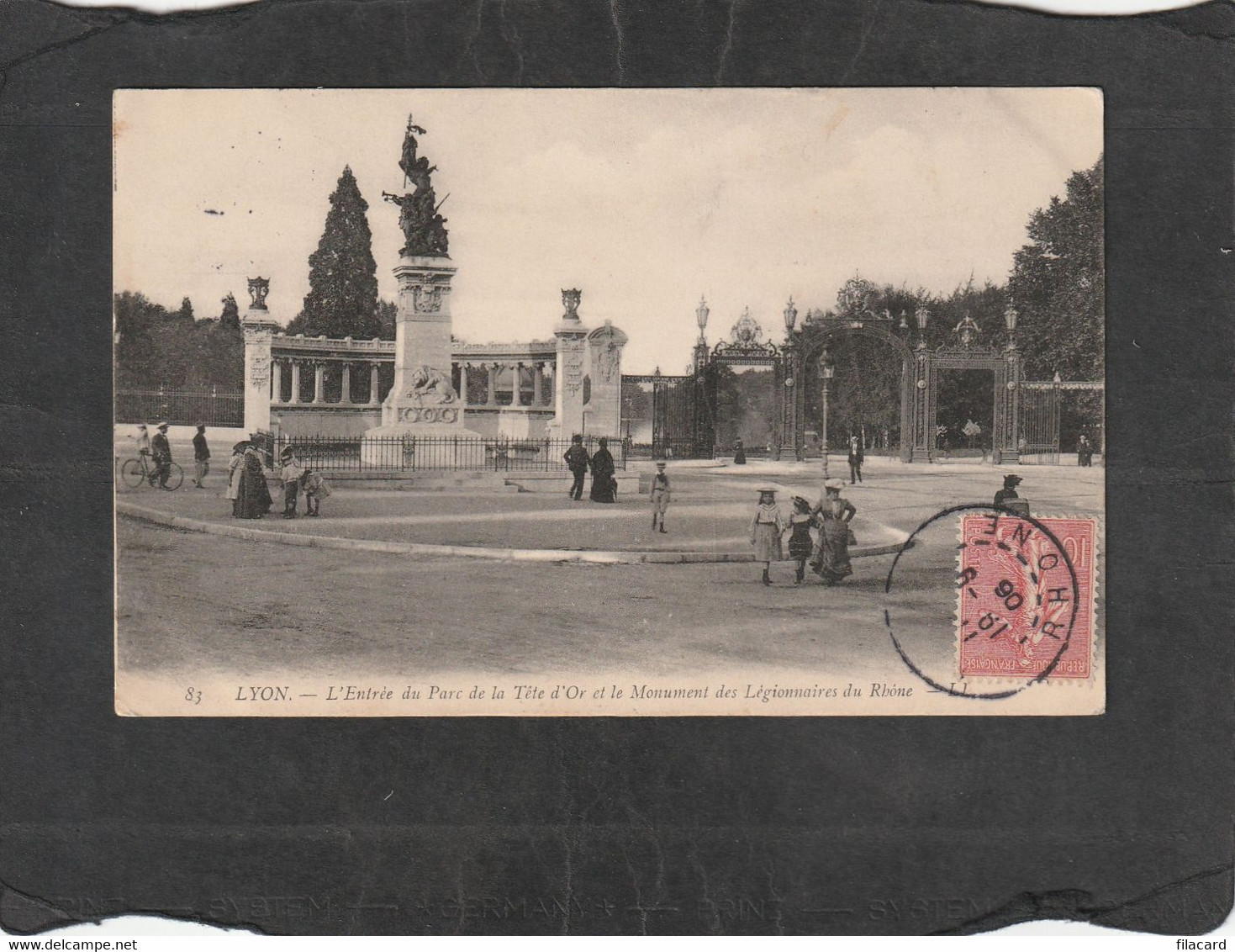 115424    Francia,  Lyon,  L"Entree Du  Parc  De La  Tete  D"Or  Et  Le  Monument  Des  Legionnaires  Du Rhone,  VG 1906 - Lyon 8