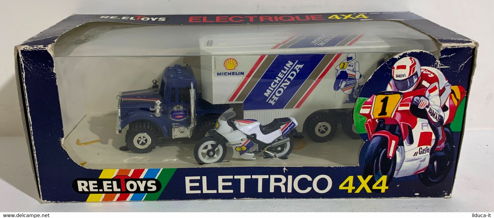 I105865 Re.El Toys - Elettrico 4x4 - Scuderia HONDA Michelin - Camion + Moto - Autocarri, Autobus E Costruzione