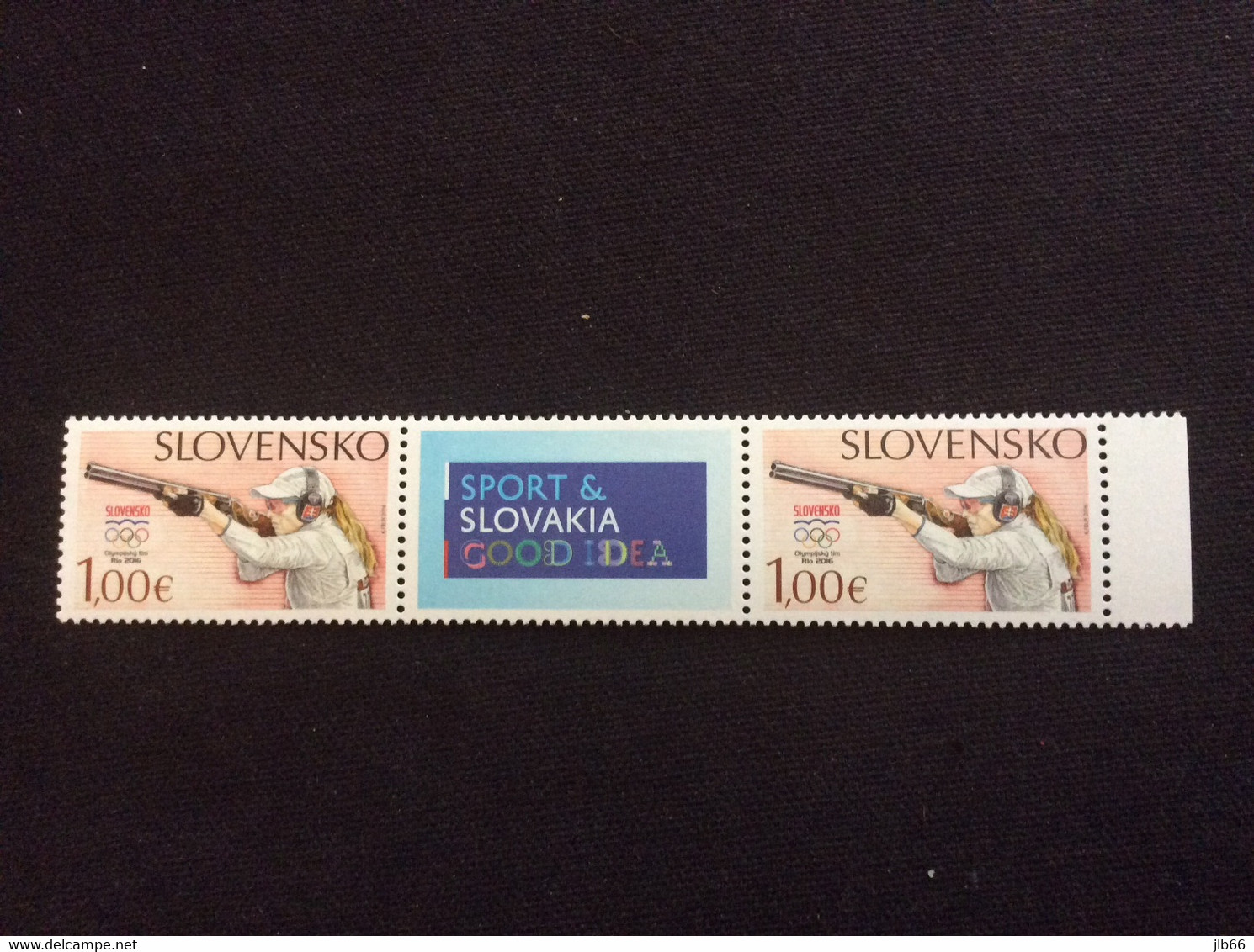 Slovaquie 2016 Yvert 694 ** Paire Avec Vignette Centrale  Jeux Olympiques JO De RIO épreuve De Tir - Unused Stamps