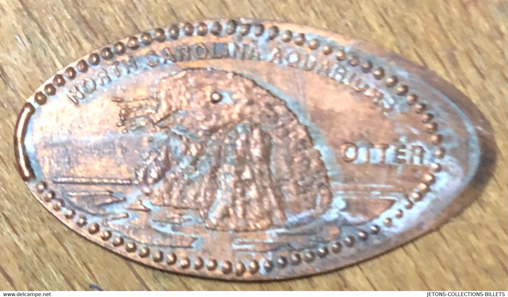 ÉTATS-UNIS USA NORTH CAROLINA AQUARIUMS OTTER PIÈCE ÉCRASÉE PENNY ELONGATED COIN MEDAILLE TOURISTIQUE MEDALS TOKENS - Souvenir-Medaille (elongated Coins)