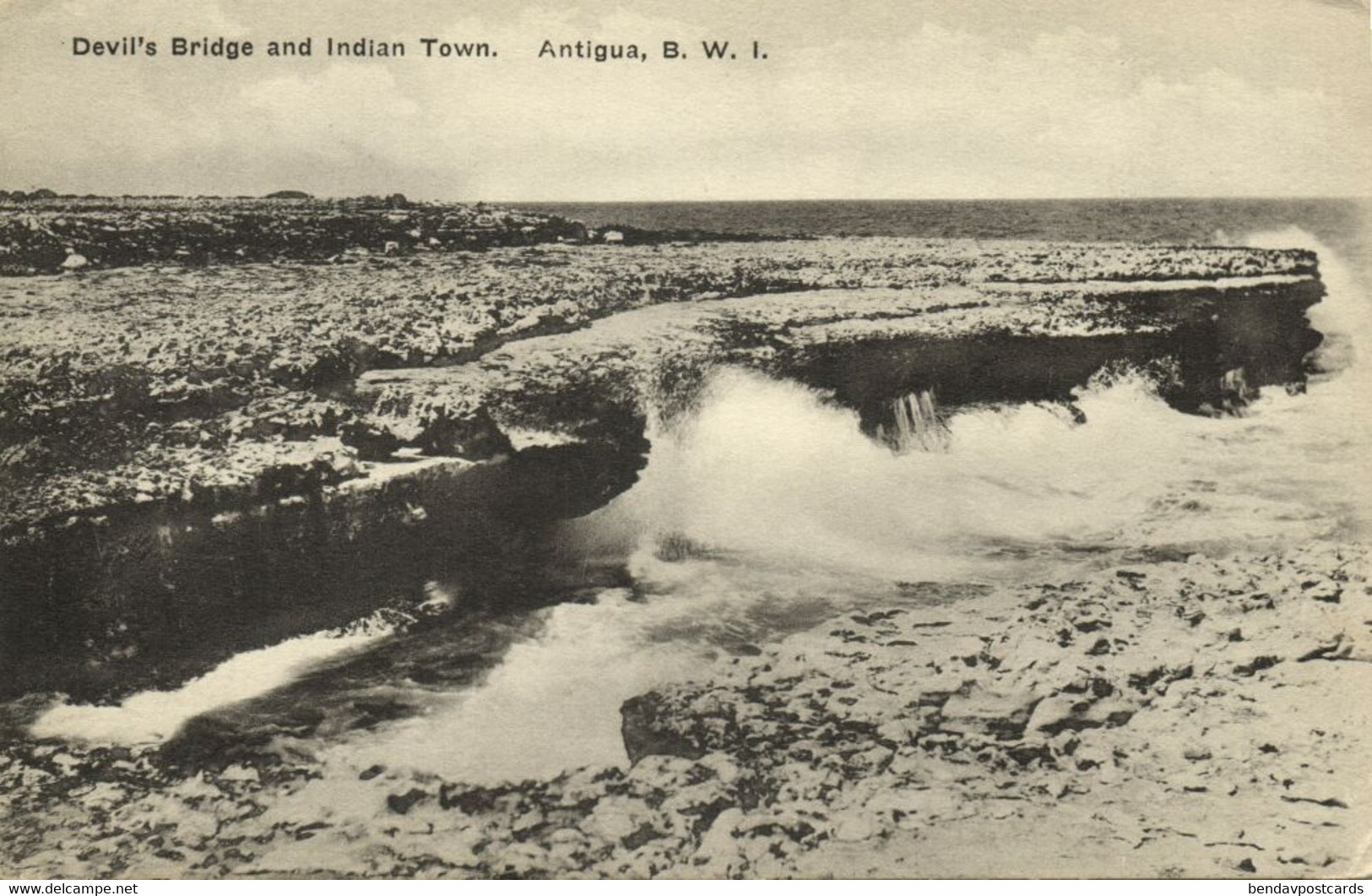 Antigua, B.W.I., Devil's Bridge And Indian Town (1910s) Postcard - Antigua & Barbuda