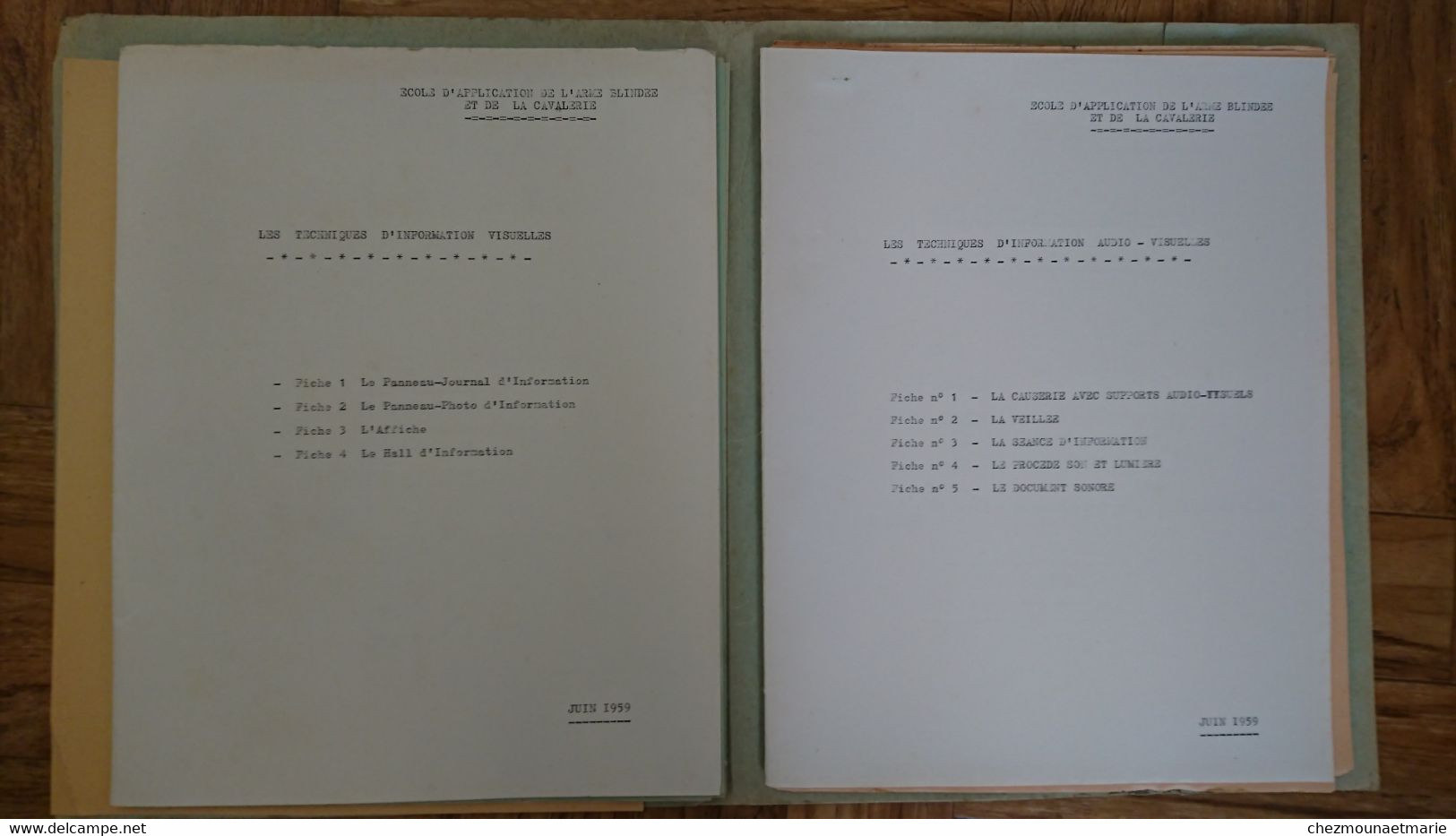 JUIN 1959 ECOLE ARME BLINDEE ET CAVALERIE - PROCEDES TECHNIQUES D ACTION PSYCHOLOGIQUE 39 FEUILLES - Documenti
