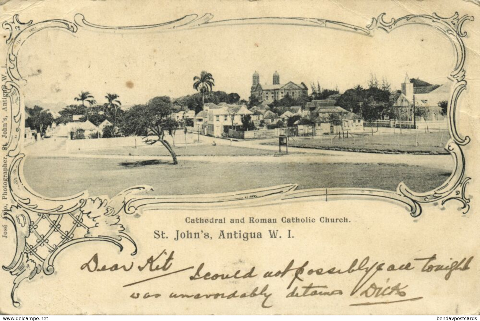 Antigua, B.W.I., St. John's, Cathedral And Roman Catholic Church (1905) Postcard - Antigua En Barbuda