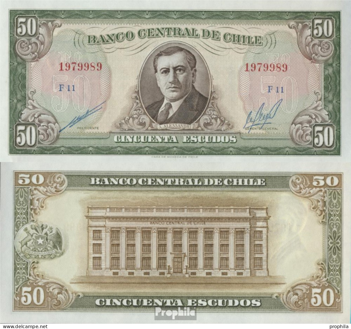 Chile Pick-Nr: 140b Bankfrisch 1964 50 Escudos - Chile