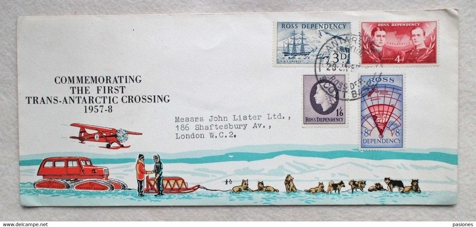 Busta Di Lettera Commemorating The First Trans-Antarctic Crossing 1957/8 Viaggiata Per Londra 1958 - Briefe U. Dokumente