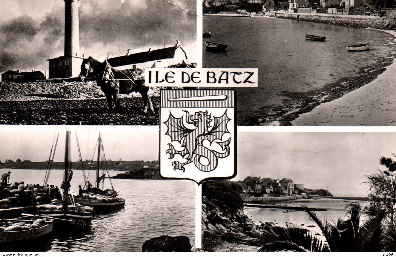 Ile De Batz (Finistère) Multivues Et Blason, Vues De L'Ile, Phare, Port - Edition JOS - Carte N° 1499 - Ile-de-Batz