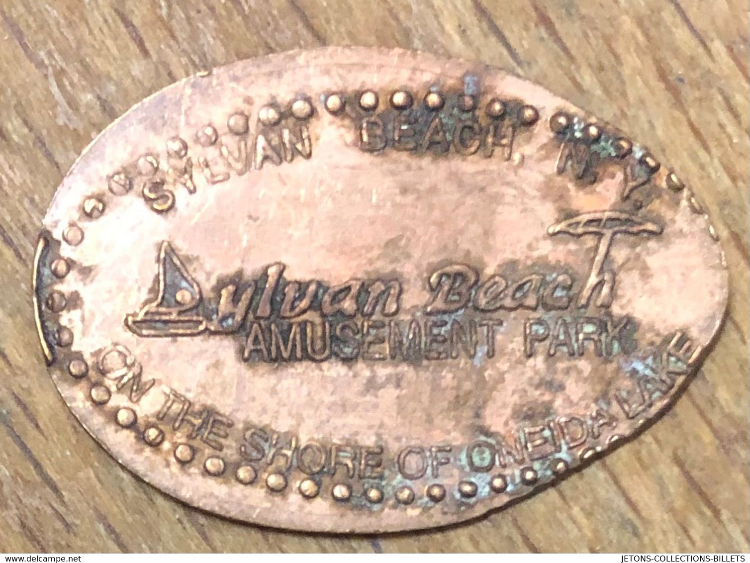 ÉTATS-UNIS USA SYLVAN NEW YORK BEACH PIÈCE ÉCRASÉE PENNY ELONGATED COIN MEDAILLE TOURISTIQUE MEDALS TOKENS - Elongated Coins