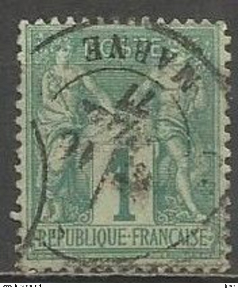 France - Type Sage - Type I (N Sous B) - N°61 1c. Vert - 1876-1878 Sage (Tipo I)