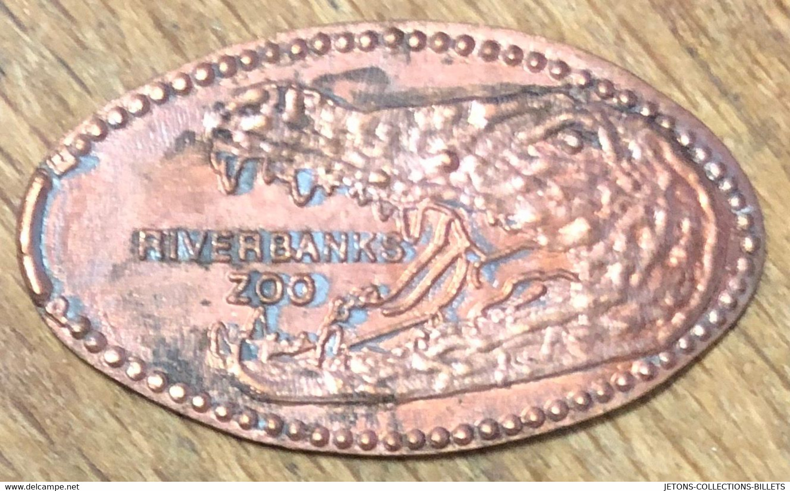 ÉTATS-UNIS USA RIVERBANKS ZOO CROCODILE PIÈCE ÉCRASÉE PENNY ELONGATED COIN MEDAILLE TOURISTIQUE MEDALS TOKENS - Souvenir-Medaille (elongated Coins)