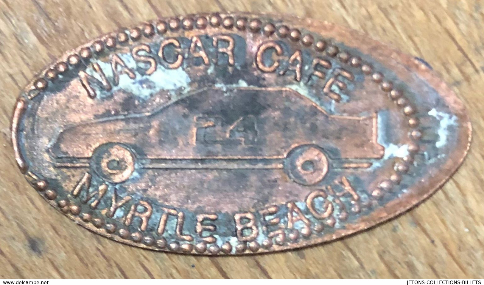 ÉTATS-UNIS USA MYRTLE BEACH NASCAR CAFE VOITURE PIÈCE ÉCRASÉE PENNY ELONGATED COIN MEDAILLE TOURISTIQUE MEDALS TOKENS - Elongated Coins