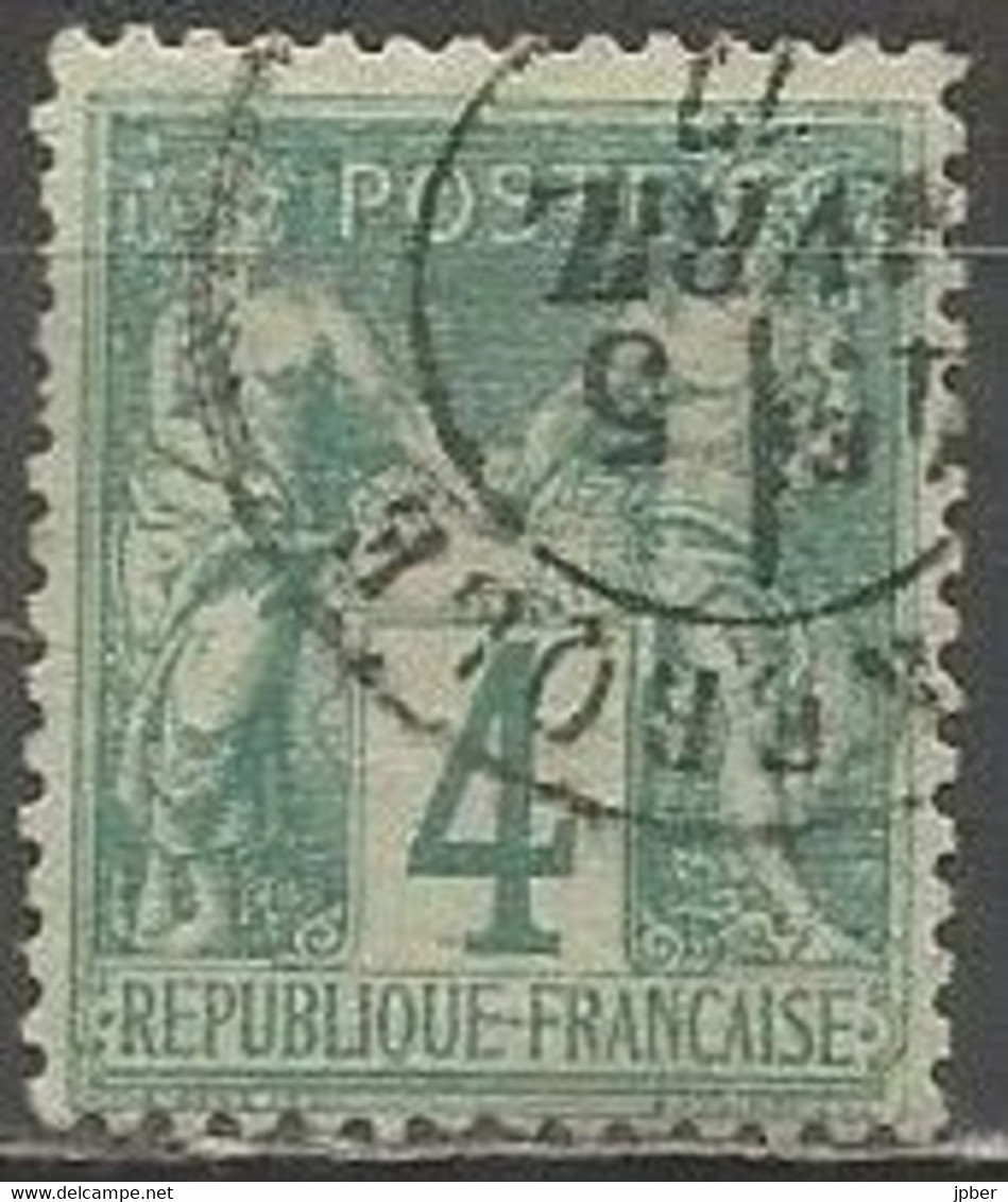 France - Type Sage - Type I (N Sous B) - N°63 4c. Vert - Obl. DUNKERQUE - 1876-1878 Sage (Typ I)