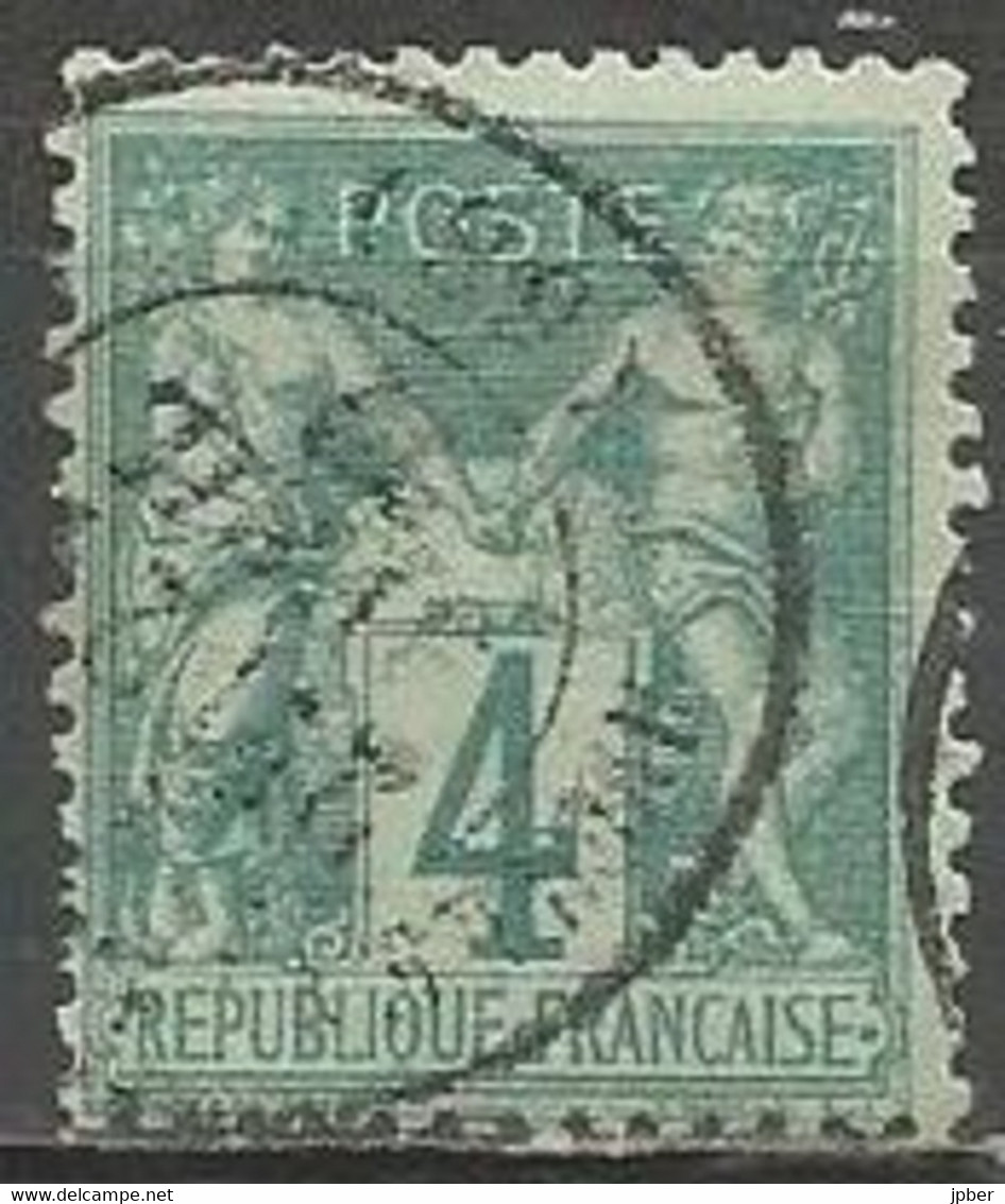 France - Type Sage - Type I (N Sous B) - N°63 4c. Vert - Obl. - 1876-1878 Sage (Type I)