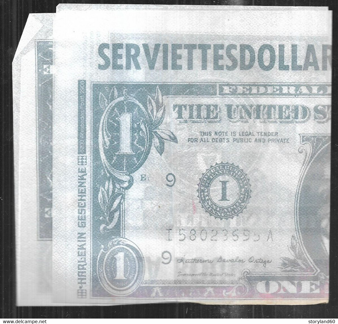 Serviette Papier Billet De 1 Dollar Tête Einstein - Reclameservetten