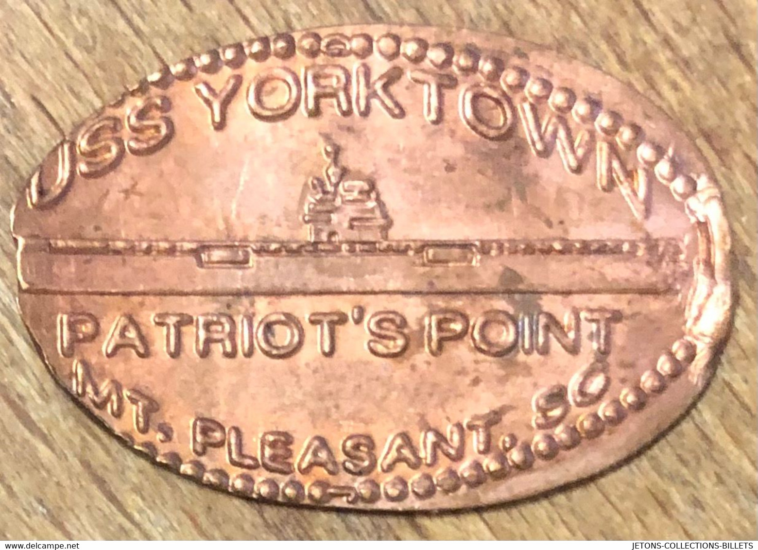 ÉTATS-UNIS USA USS YORK TOWN PORTE-AVIONS TO ME PIÈCE ÉCRASÉE PENNY ELONGATED COIN MEDAILLE TOURISTIQUE MEDALS TOKENS - Souvenirmunten (elongated Coins)