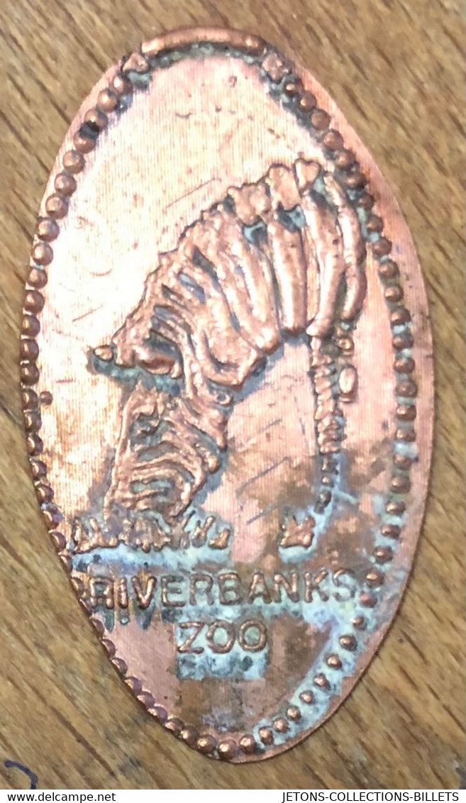 ÉTATS-UNIS USA RIVERBANKS ZOO ZEBRE PIÈCE ÉCRASÉE PENNY ELONGATED COIN MEDAILLE TOURISTIQUE MEDALS TOKENS - Souvenir-Medaille (elongated Coins)