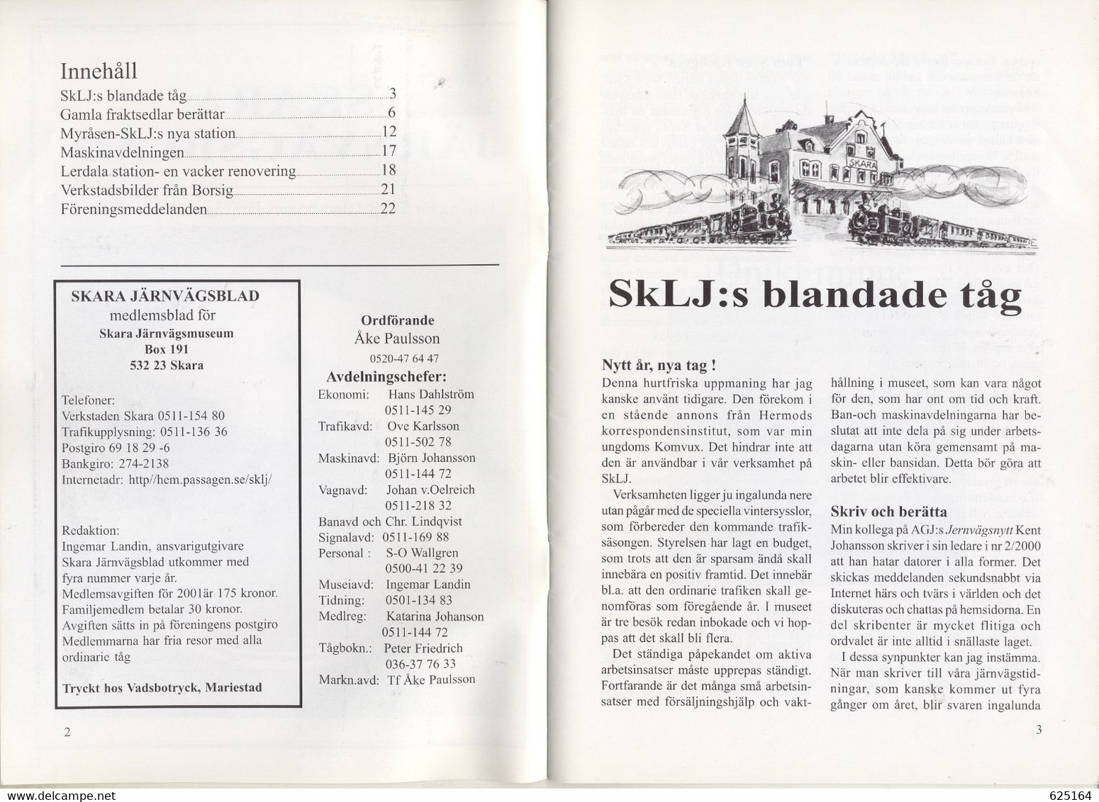 Magazine Skara Järnvägsblad 2001 N1Tidning Fur Skara Lundsbrunns Järnvägar - En Suédois - Non Classificati