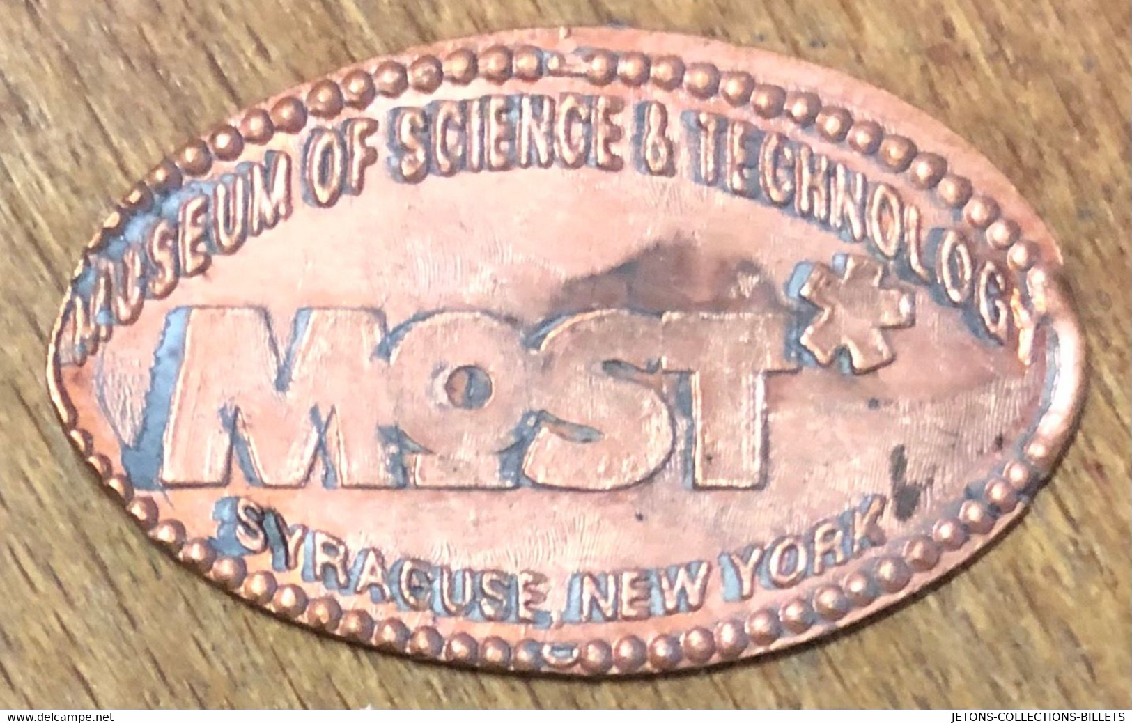 ÉTATS-UNIS USA SYRACUSE NEW-YORK MOST PIÈCE ÉCRASÉE PENNY ELONGATED COIN MEDAILLE TOURISTIQUE MEDALS TOKENS - Souvenirmunten (elongated Coins)