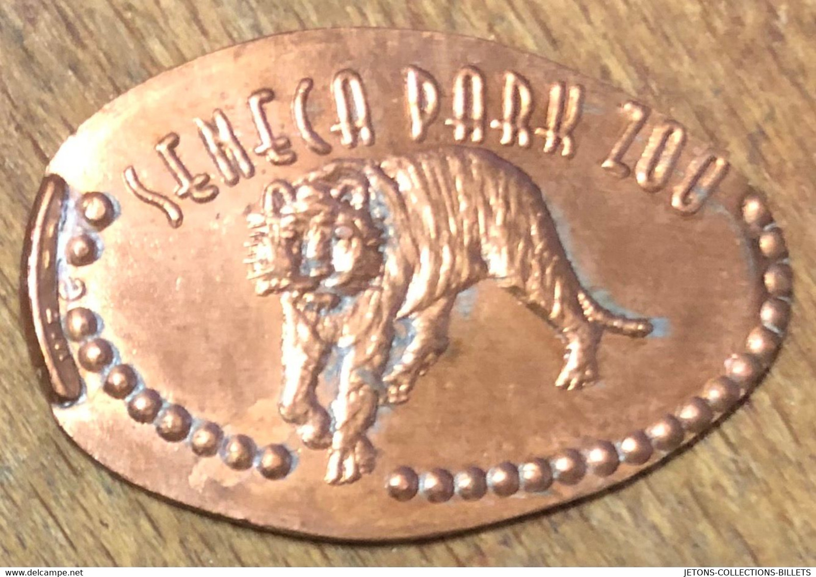ÉTATS-UNIS USA SENECA PARK ZOO TIGRE PIÈCE ÉCRASÉE PENNY ELONGATED COIN MEDAILLE TOURISTIQUE MEDALS TOKENS - Souvenirmunten (elongated Coins)