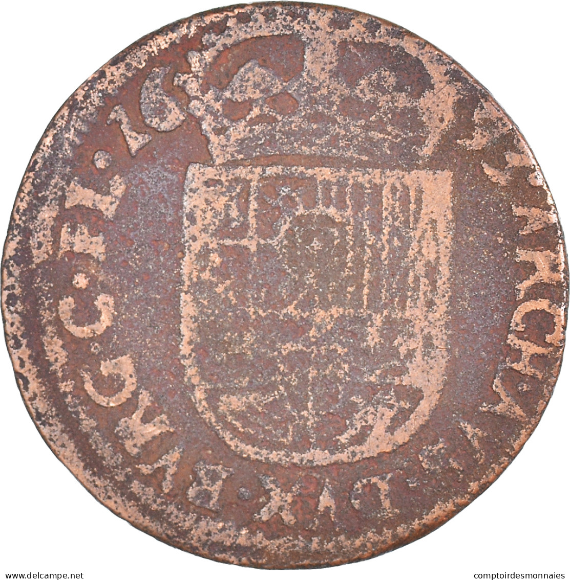 Monnaie, Pays-Bas Espagnols, Flandre, Charles II, Liard, 12 Mites, 1693, Bruges - Spanische Niederlande