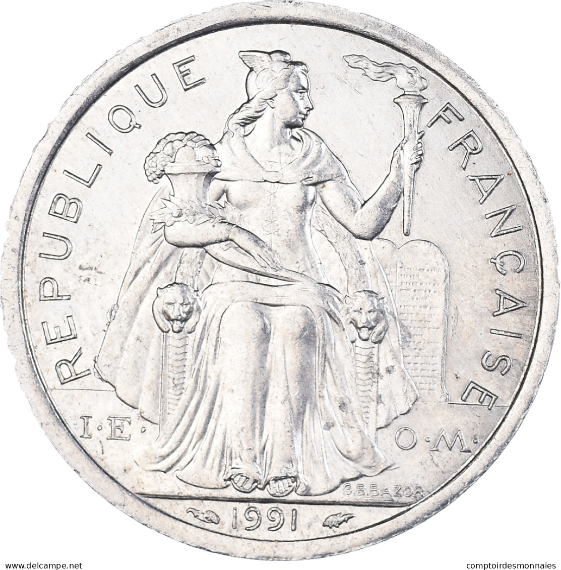 Monnaie, Polynésie Française, 2 Francs, 1991, Paris, SUP, Aluminium, KM:10 - Frans-Polynesië