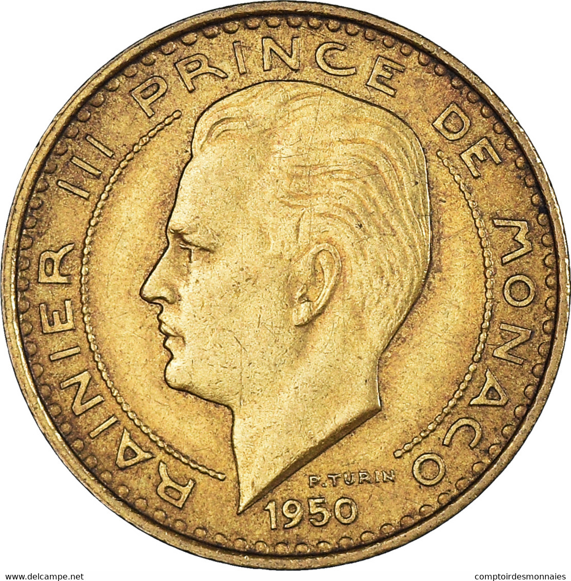 Monnaie, Monaco, Rainier III, 10 Francs, 1950, Paris, TTB, Bronze-Aluminium - 1949-1956 Oude Frank