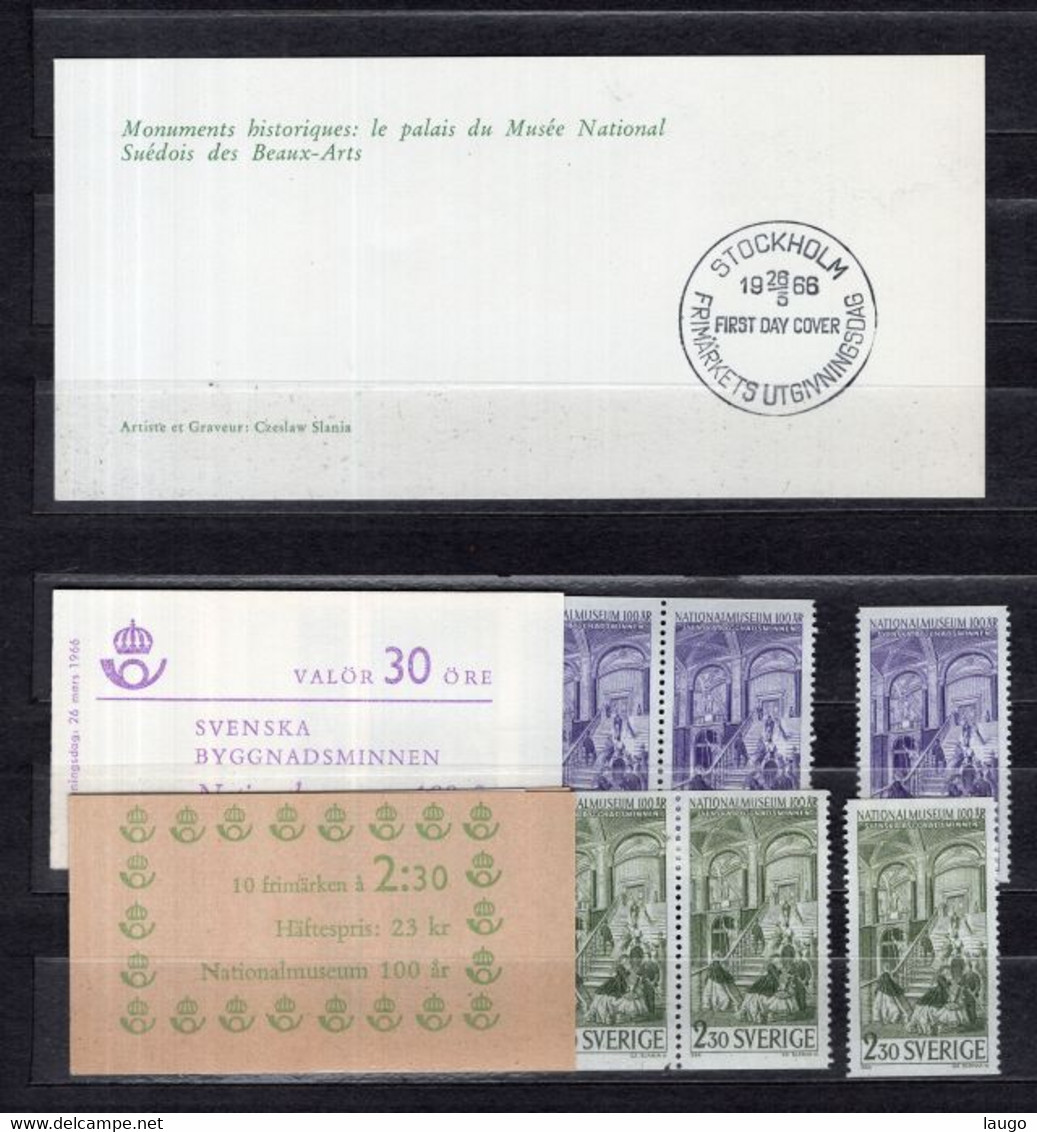 Sweden Mi 549-550 National Museum    Set   + Booklet  1966  MNH - Altri & Non Classificati