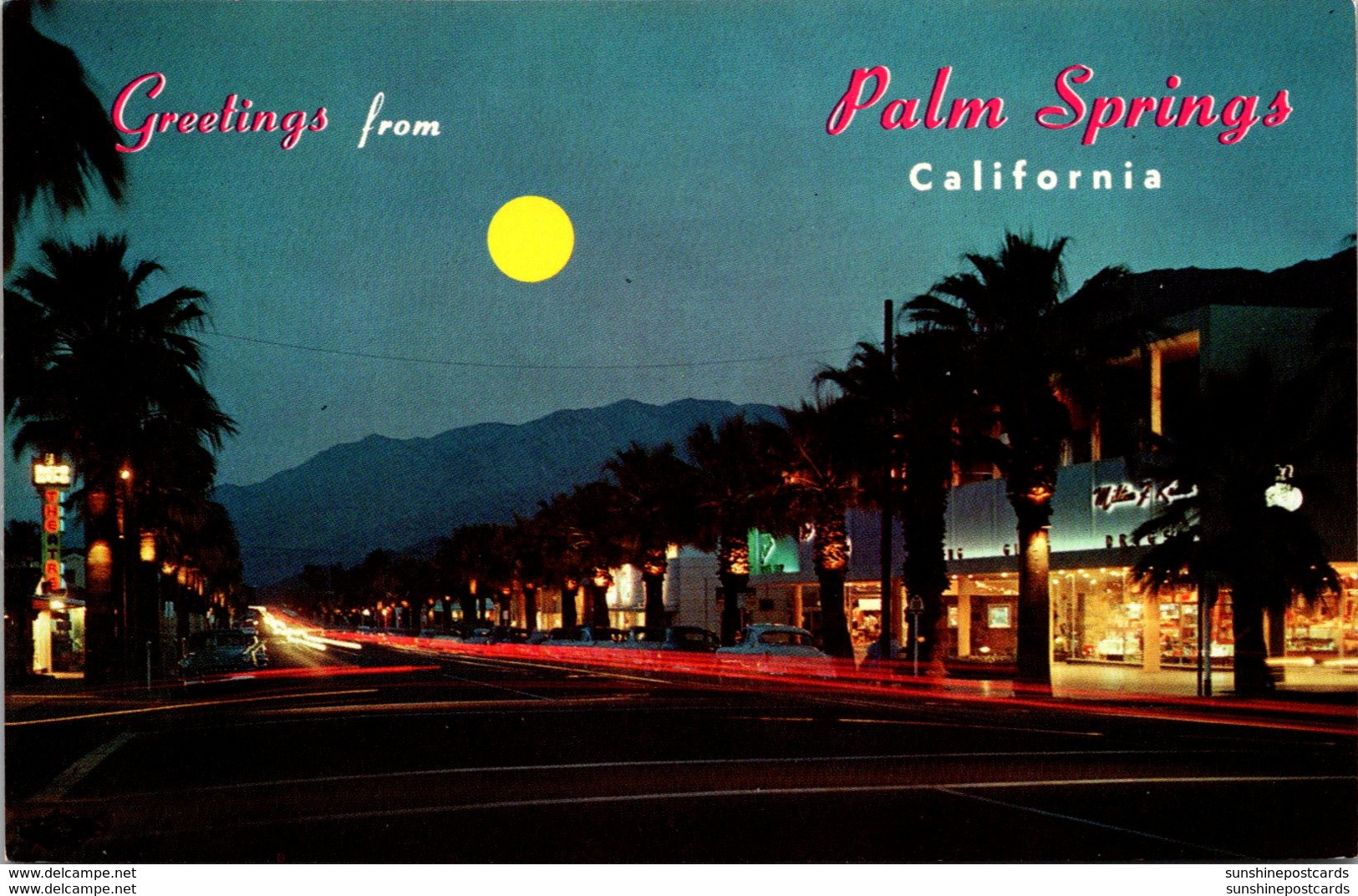 California Palm Springs Greetings With Palm Canyon Drive At Night - Palm Springs