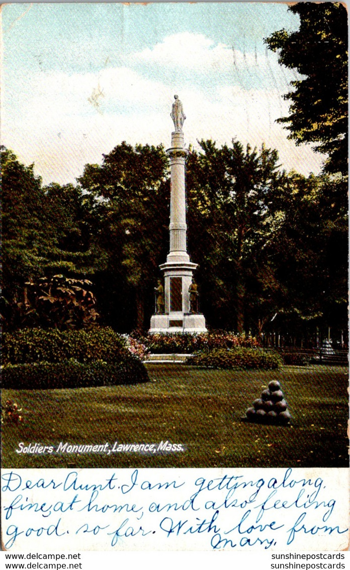Massachusetts Lawrence Soldiers Monument 1911 - Lawrence