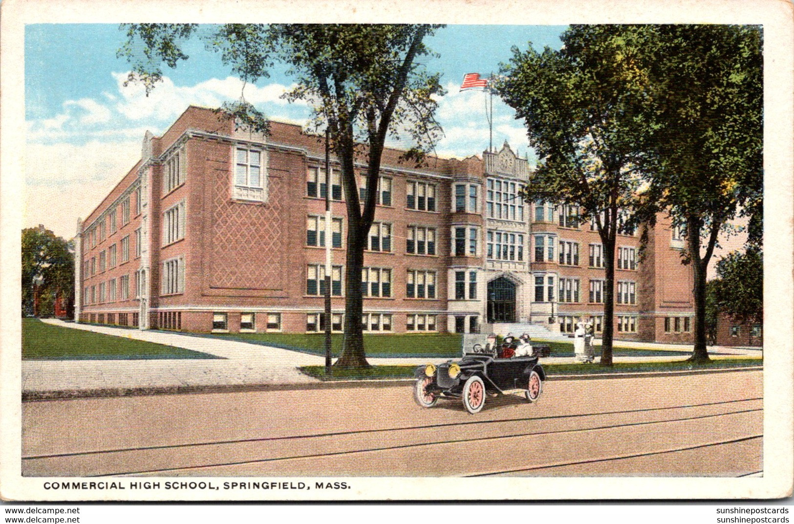 Massachusetts Springfield Commercial High School 1917 Curteich - Springfield