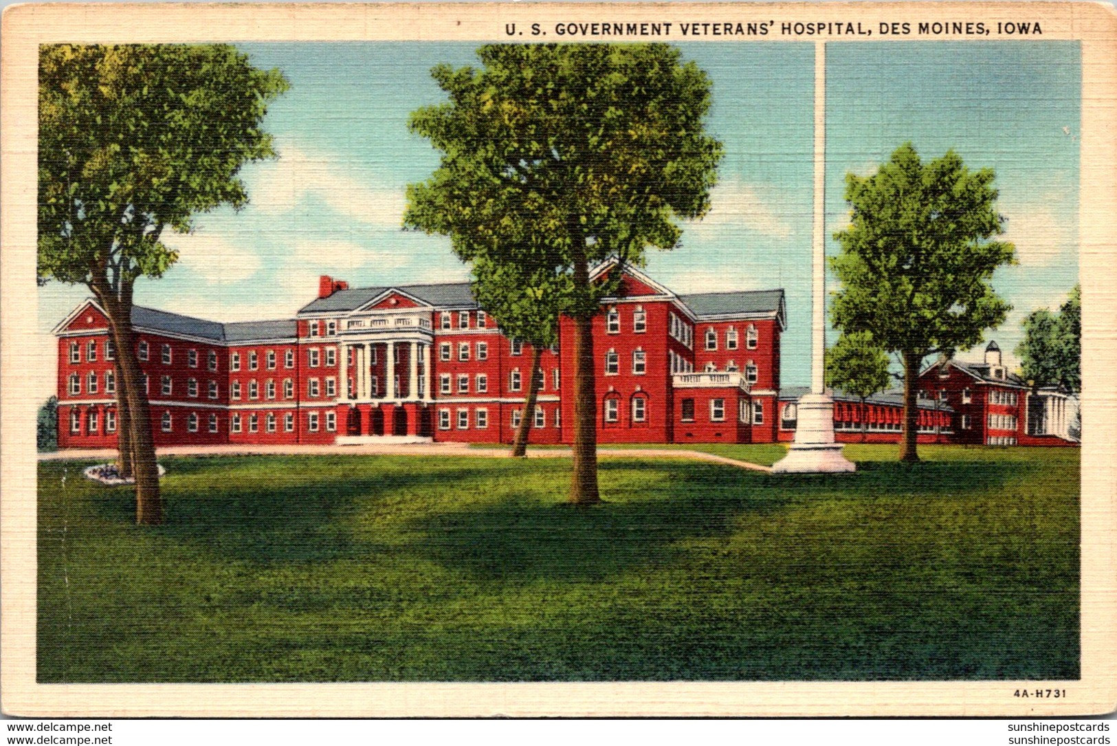 Iowa Des Moines U S Government Veterans Hospital 1941 Curteich - Des Moines