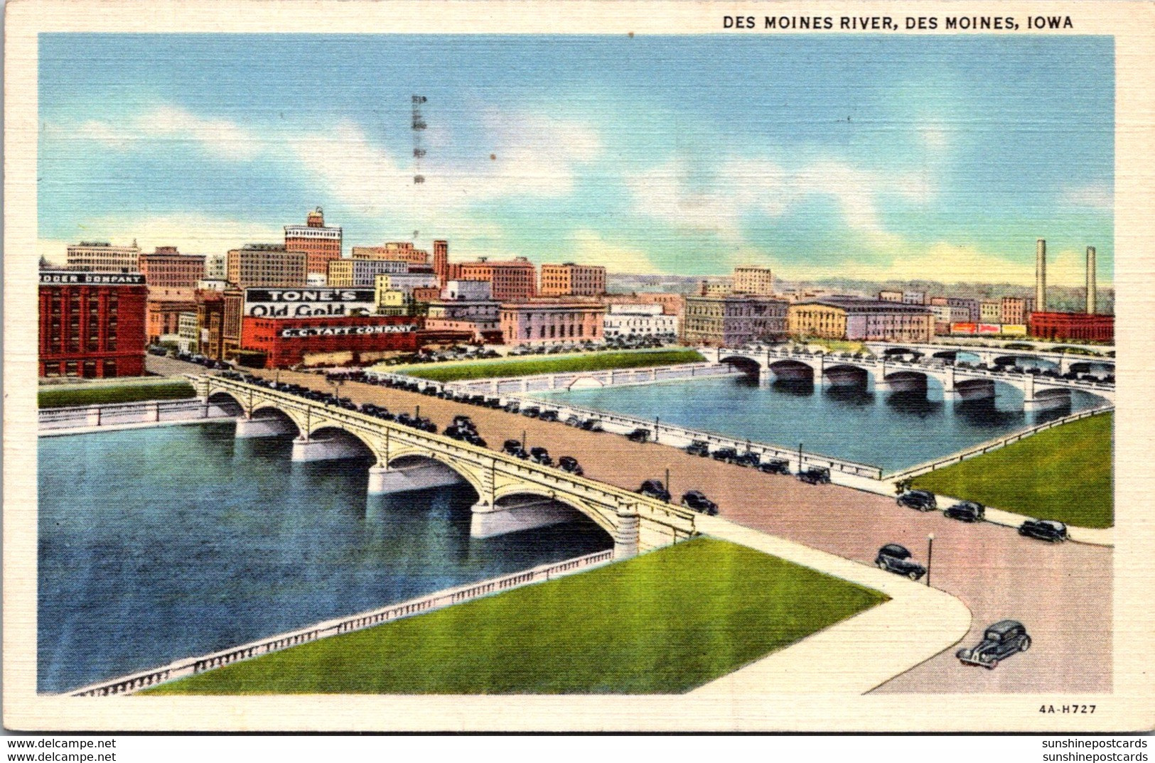Iowa Des Moines Bridges Over Des Moines River 1949 Curteich - Des Moines