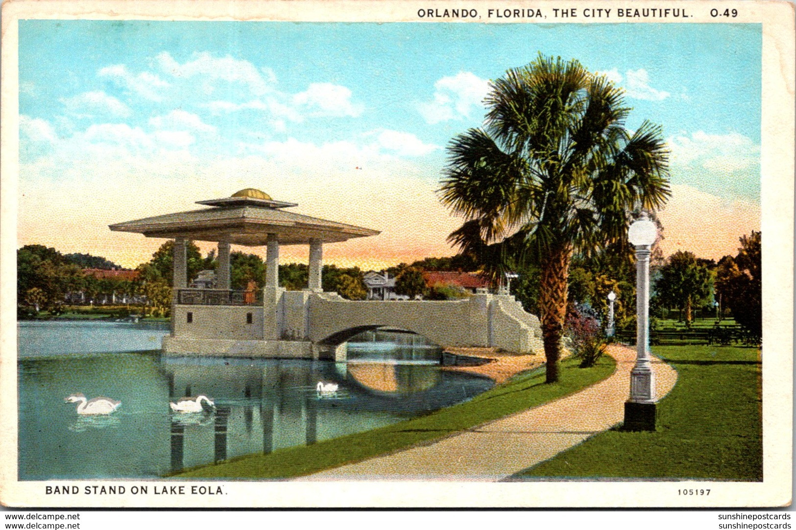 Florida Orlando Band Stand On Lake Eola Curteich - Orlando