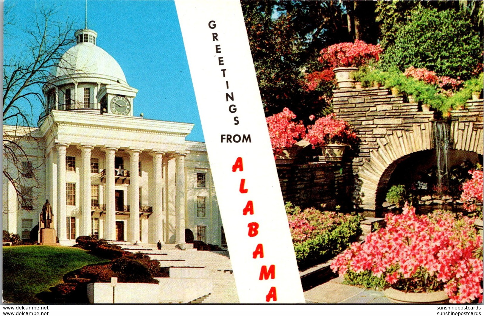 Alabama Greetings Showing State Capitol And Bellingrath Gardens - Montgomery