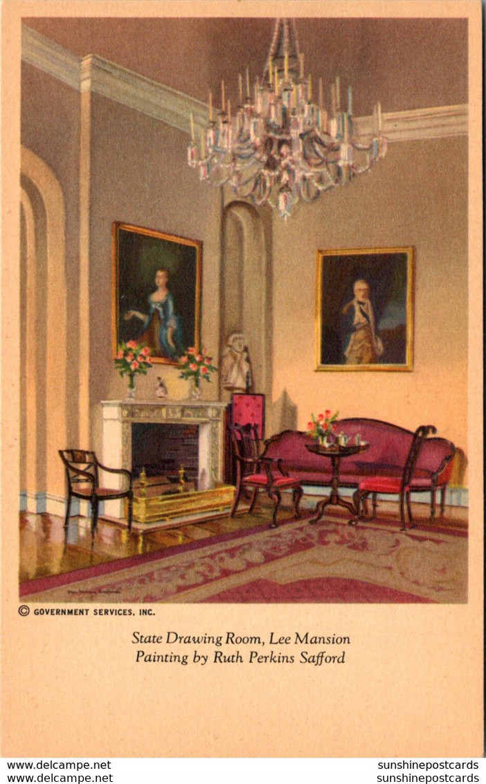 Virginia Arlington Lee Mansion The State Drawing Room Painting By Ruth Perkins Safford - Arlington