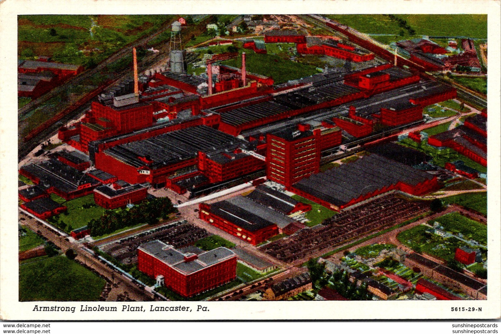 Pennsylvania Lancaster Aerial View Armstrong Linoleum Plant 1962 Curteich - Lancaster