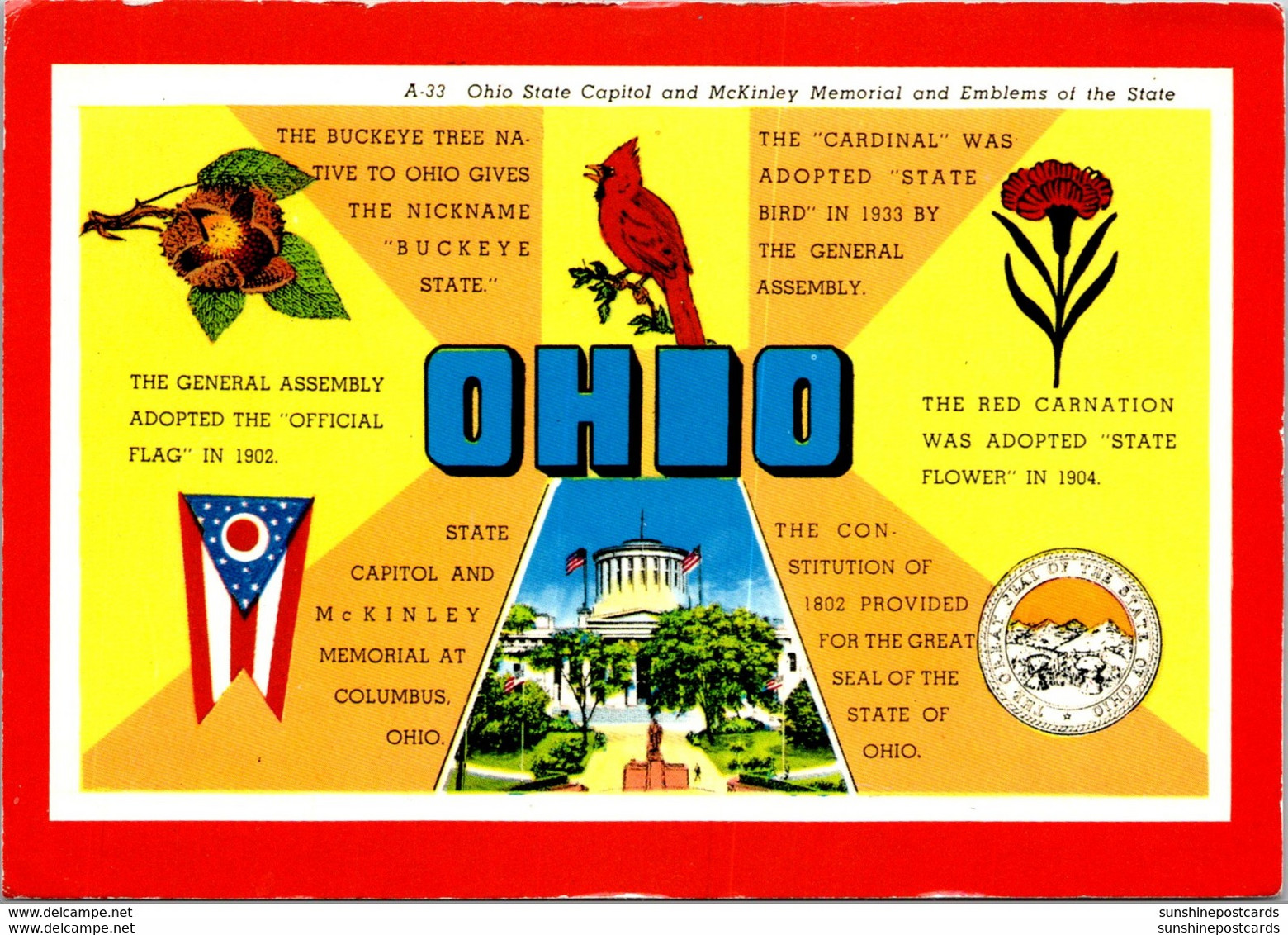 Ohio State Capitol McKinley Memorial And Emblems Of The State - Columbus