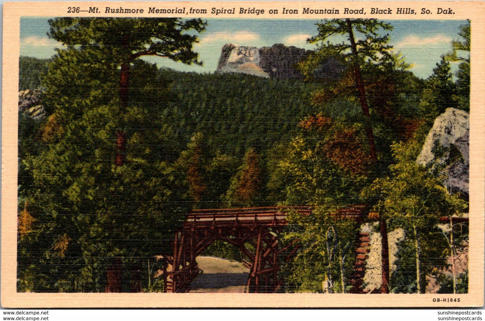 South Dakota Black Hills Mount Rushmore Memorial From Spiral Bridge On Iron Mountain Road Curteich - Mount Rushmore