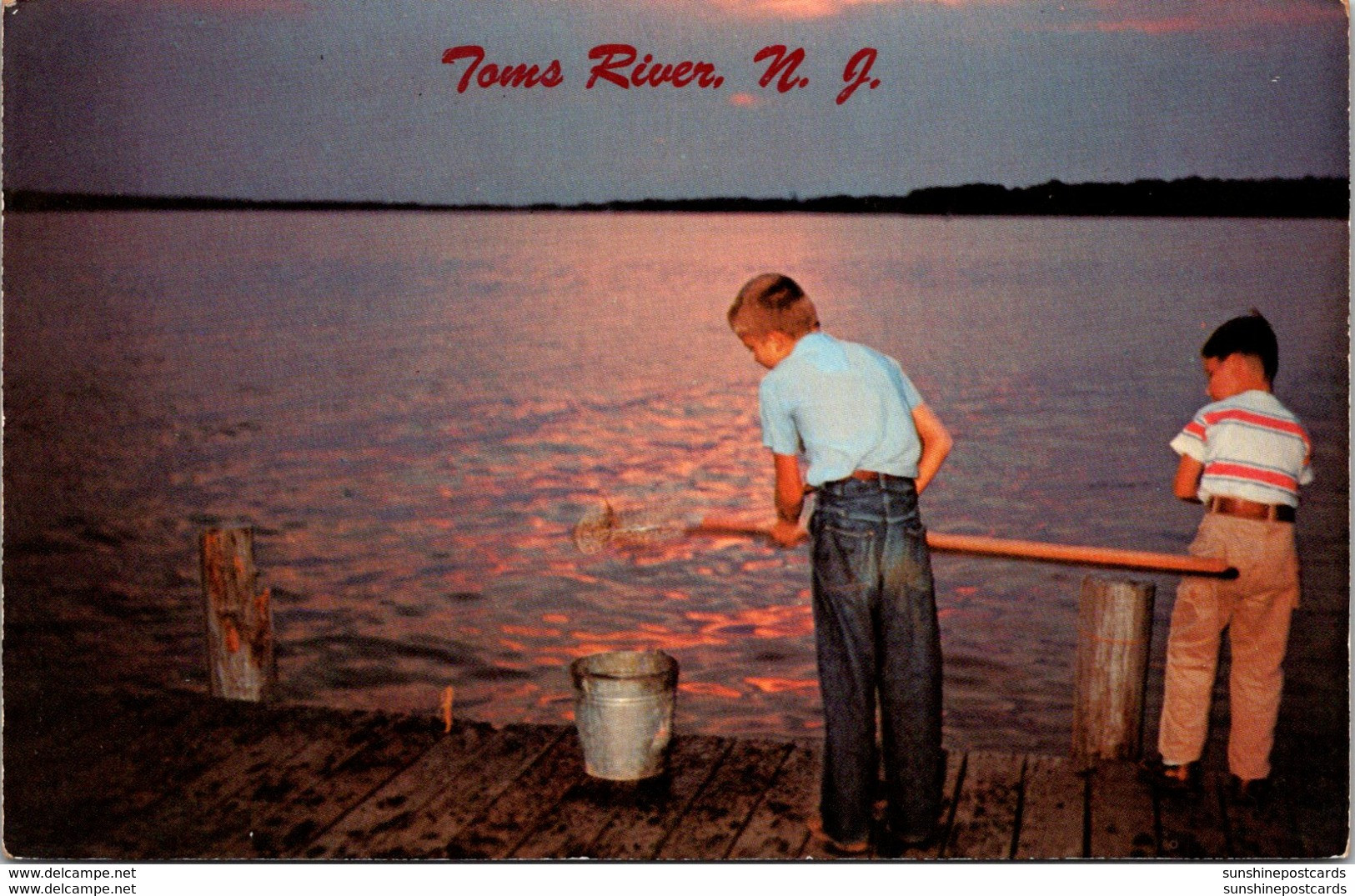 New Jersey Toms River Young Boys Crabbing At Sunset - Toms River