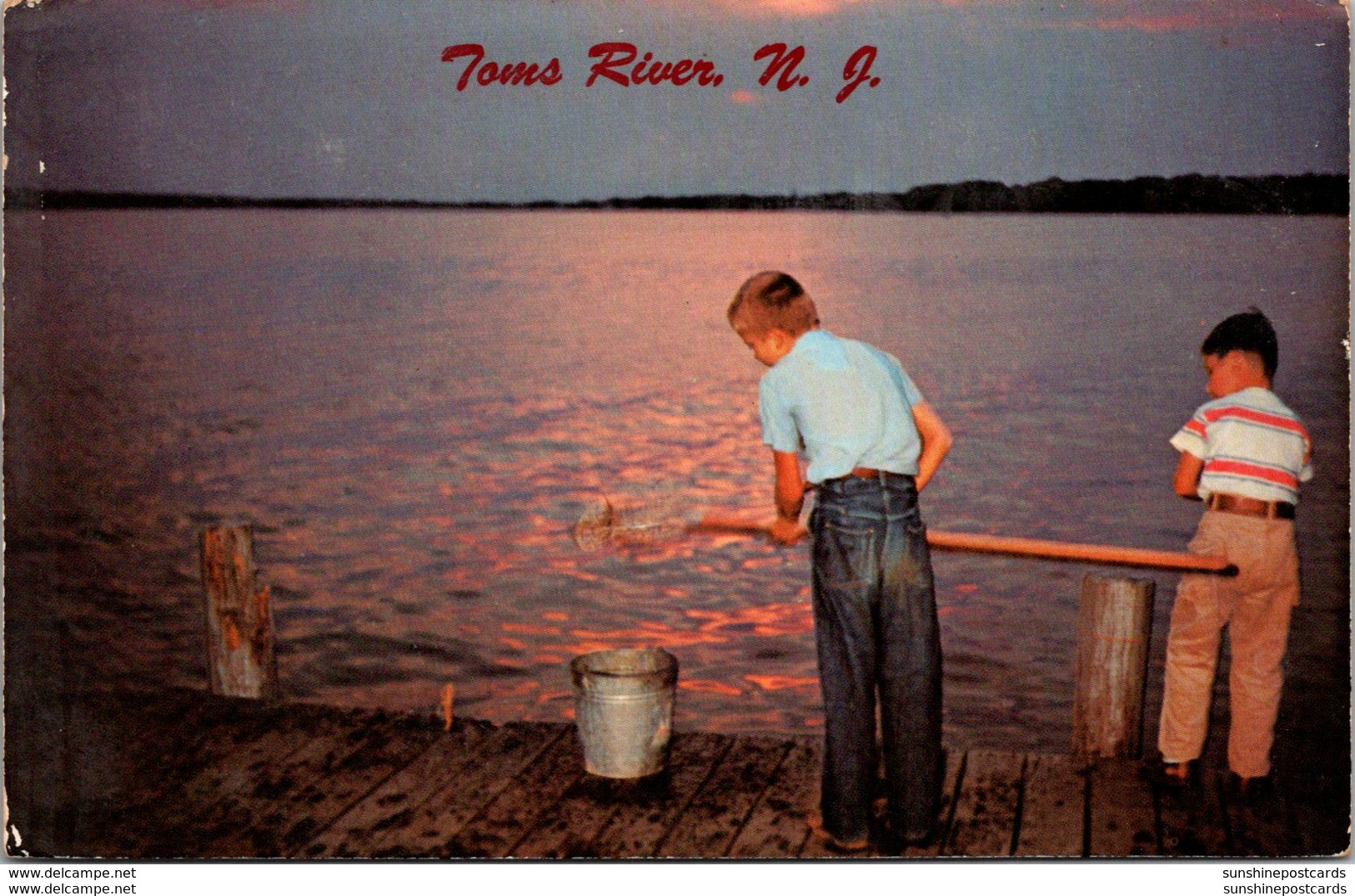 New Jersey Toms River Young Boys Crabbing At Sunset - Toms River