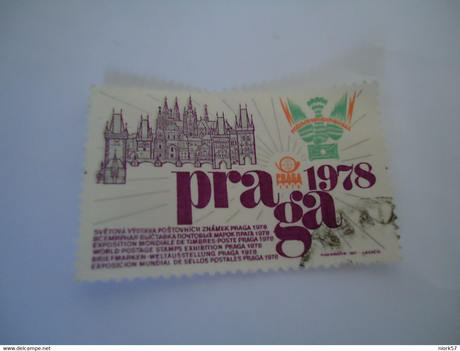 CZECHOSLOVAKIA USED STAMPS PRAGA 1978 NO  VALUE - ...-1918 Voorfilatelie