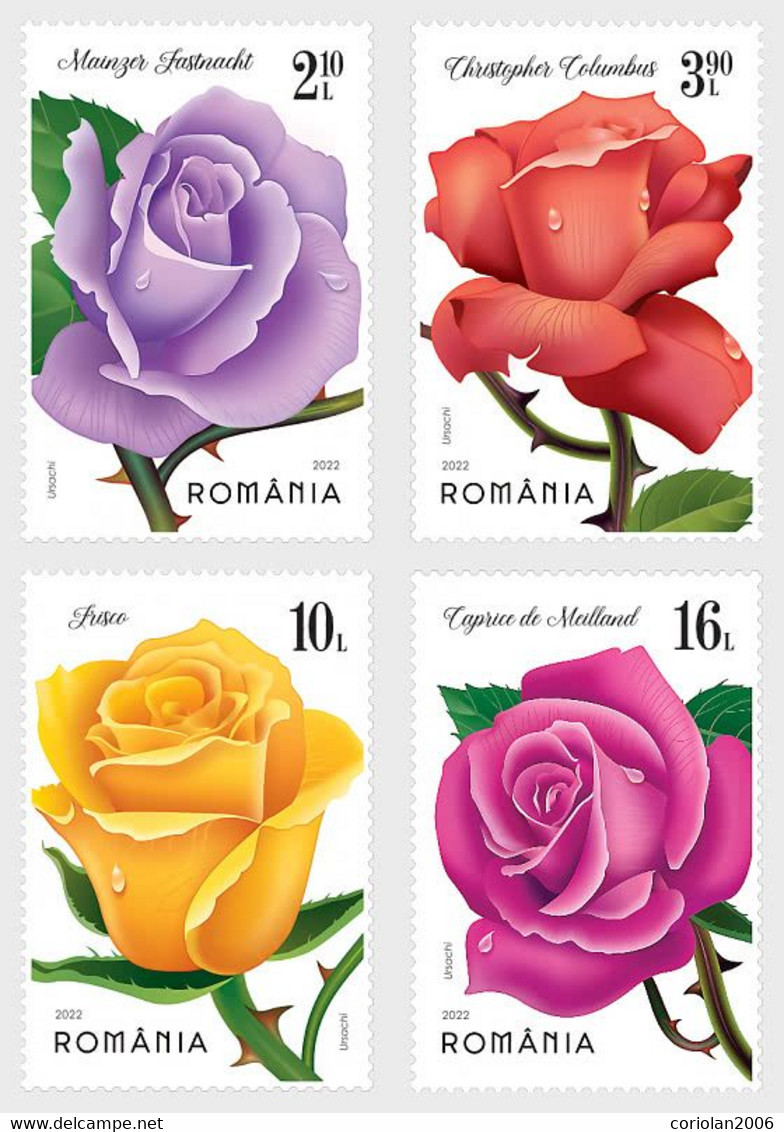 Romania 2022 / Roses / Set 4 Stamps - Nuevos