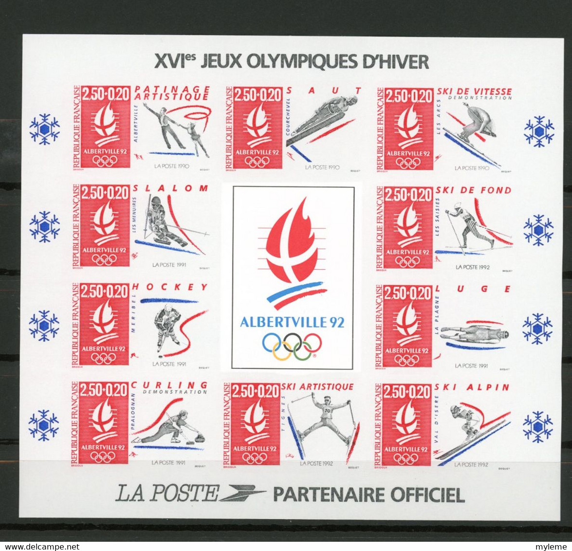 AH-20  France Non Dentelé Bloc N° 14a ** Luxe Jeux Olympiques 1992.   A Saisir !!! - 1991-2000