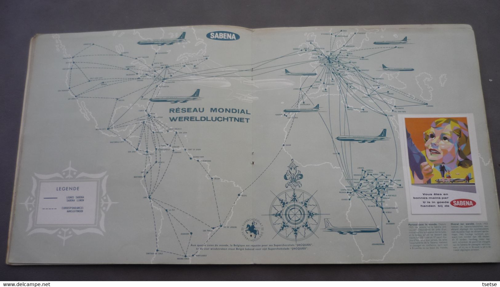 Album Chocolat Jacques - Handelsluchtvaart / Aviation Commerciale & Sabena ... Complet , Super Rare - +/- 1965 - Jacques