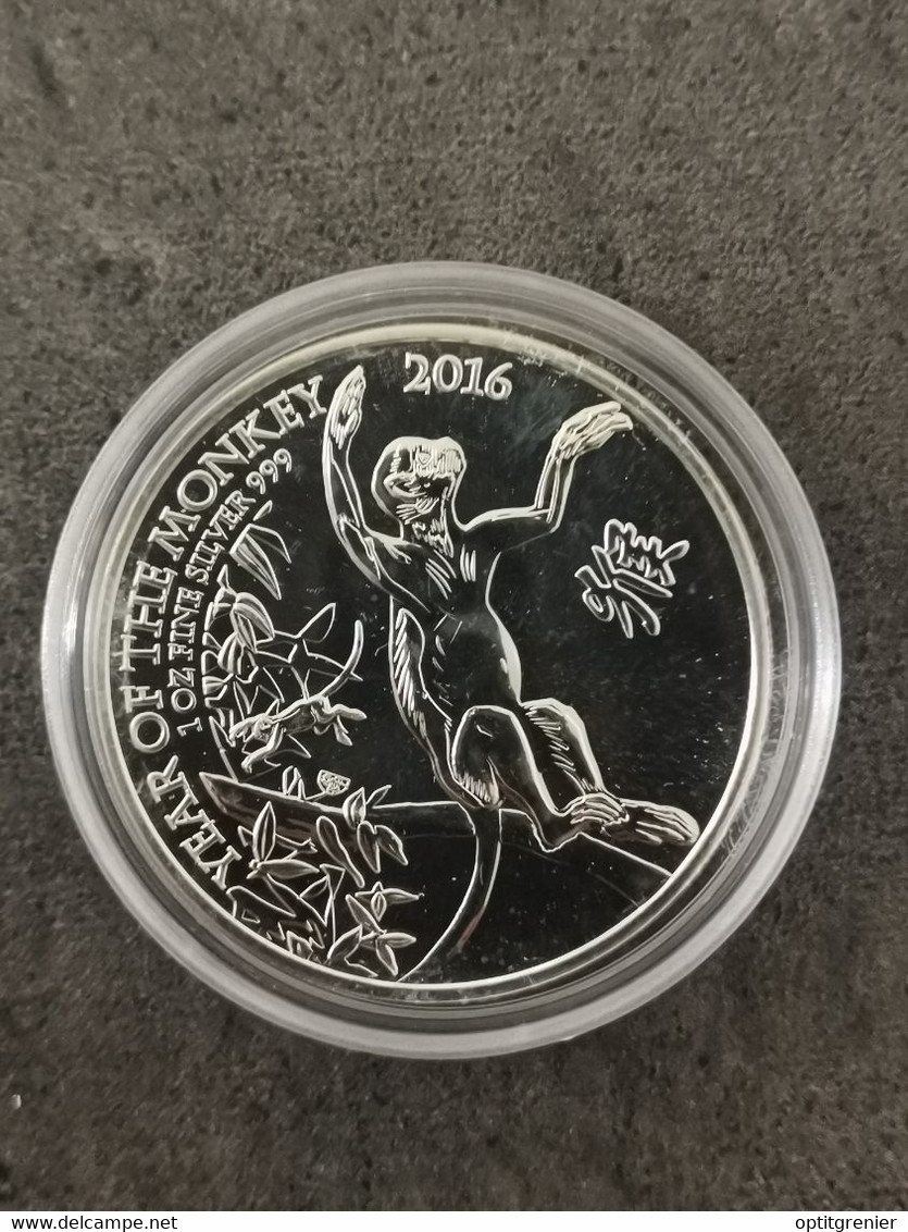 2 POUNDS ARGENT 2016 ANNEE DU SINGE ROYAUME UNI / 1 OZ SILVER / CAPSULE - 2 Pond