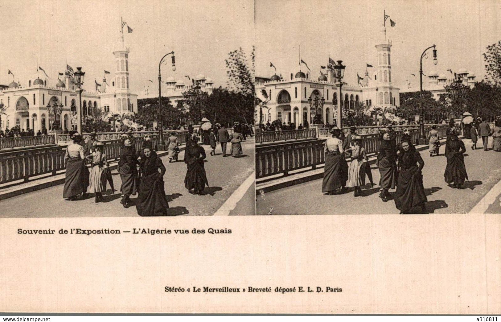 Carte Stéréo Souvenir De L Exposition - L Algérie Vue Des Quais - Prénoms
