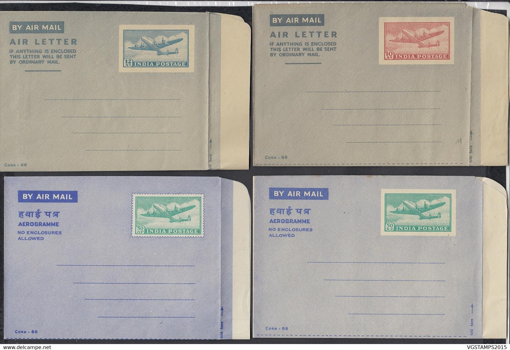 Inde 1950 - Lot De 4 Entiers Postaux Sur Aerogramme. Neufs. Pas Commun...................... (VG) DC-11073 - Unused Stamps