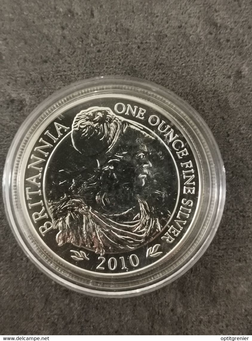 2 POUNDS LIVRES ARGENT 2010 BRITANNIA CORINTHIENNE ROYAUME UNI / 1 ONCE SILVER / CAPSULE - 2 Pounds